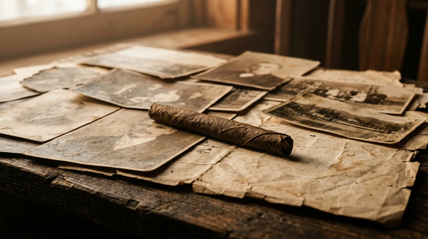 Feuille blunt historique posée sur carte des Caraïbes du XIXe siècle