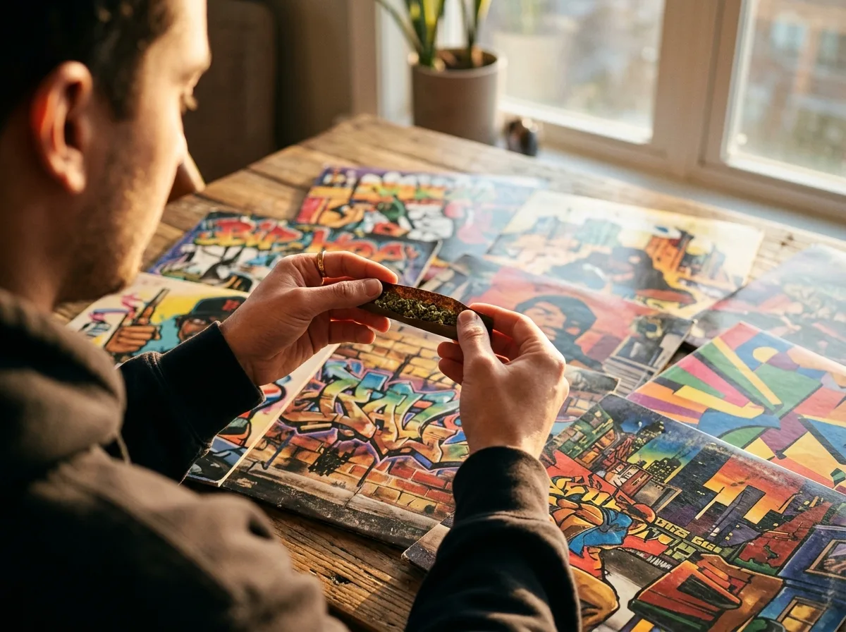 Photographie vintage d'un rituel rastafari avec feuille blunt